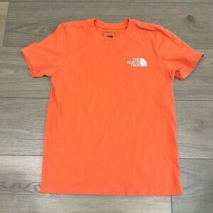 NORTH FACE Orange Crew Neck Short‎ Sleeve Cotton Tee Shirt T Top Outdoor Size XS